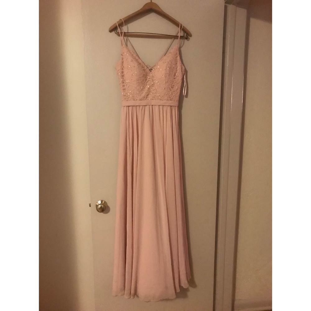 Mori Lee Blush Bridesmaid Dress.
